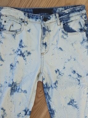 Alexander Wang Womens Distressed Bleached Destroy Blue and White Skinny Jeans 26